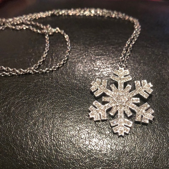 Snowflake Pendant 925 Sterling Silver Pave Cz Diamonds NWOTS - Picture 7 of 8